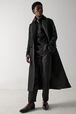 black modal rayon paper bag trousers
