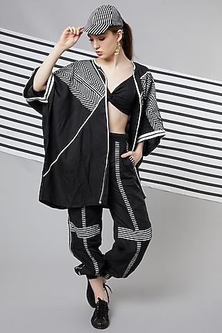 black monochrome patchwork cape