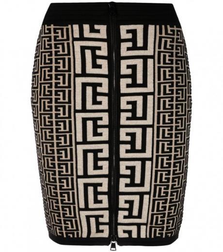 black monogram high waist skirt