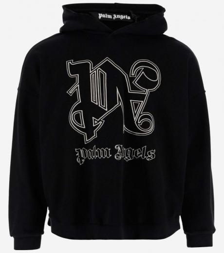 black monogram logo hoodie