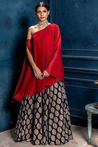 black motif work lehenga set