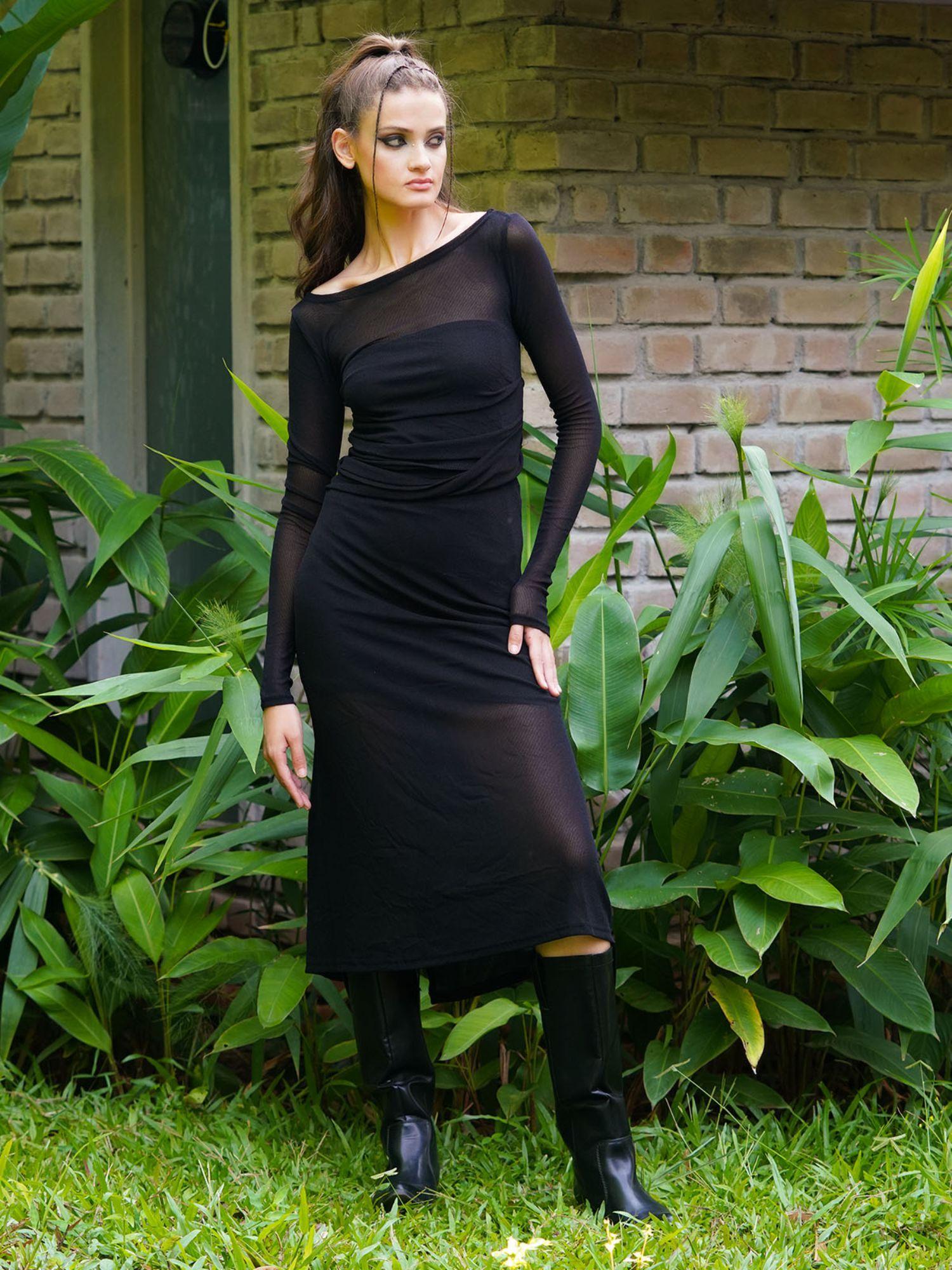 black net solid dress