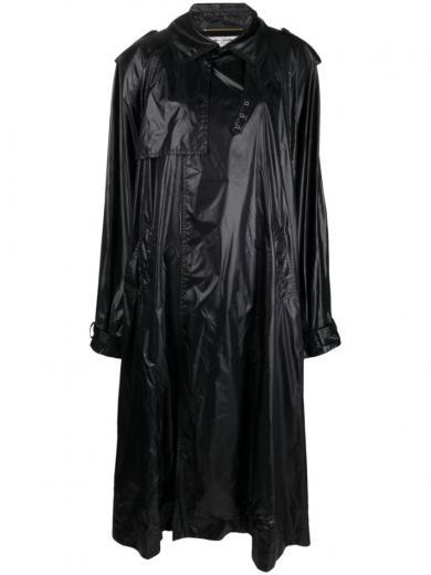 black nylon cloak coat