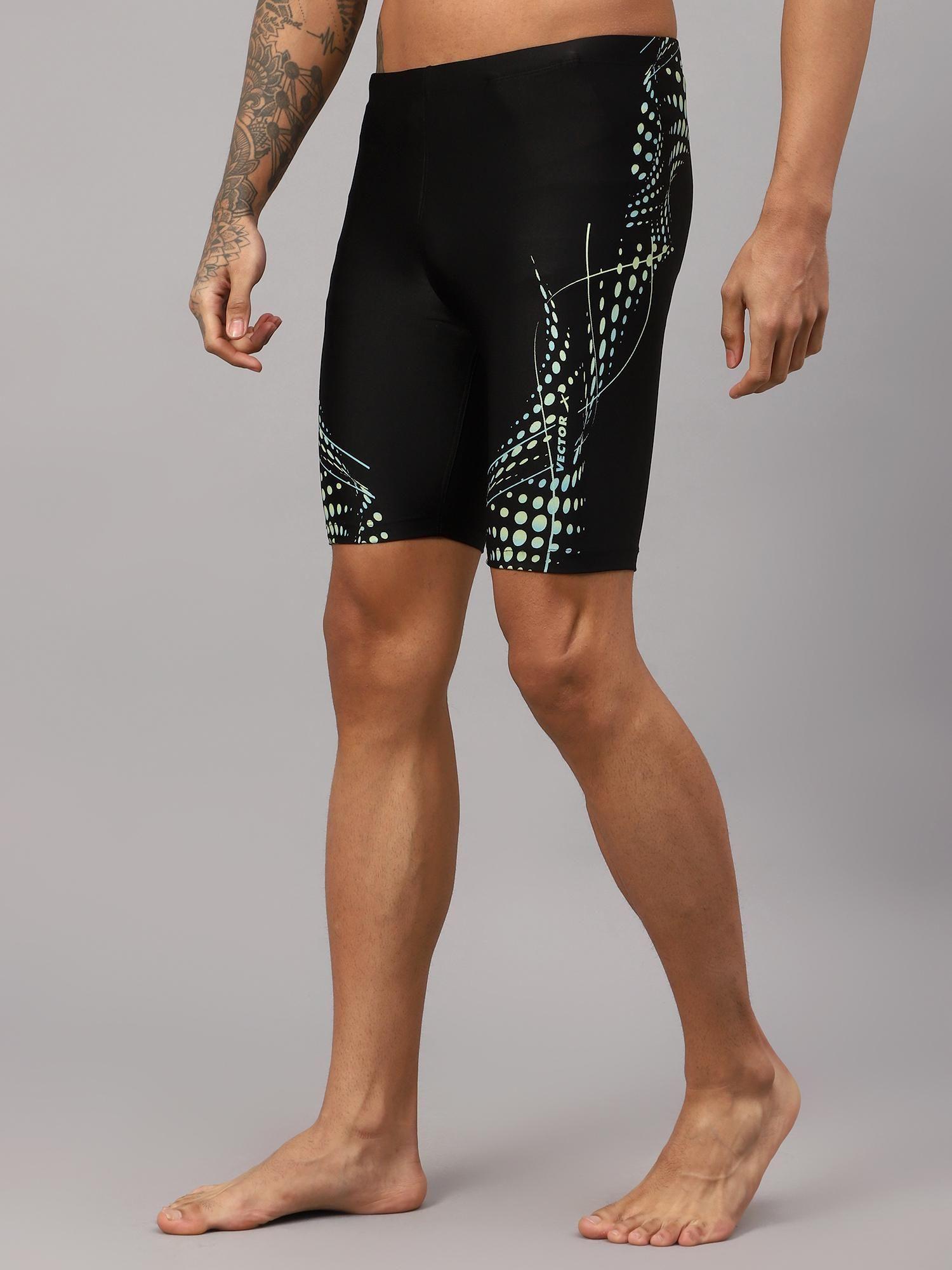 black omcs-339 mens printed compression lycra shorts