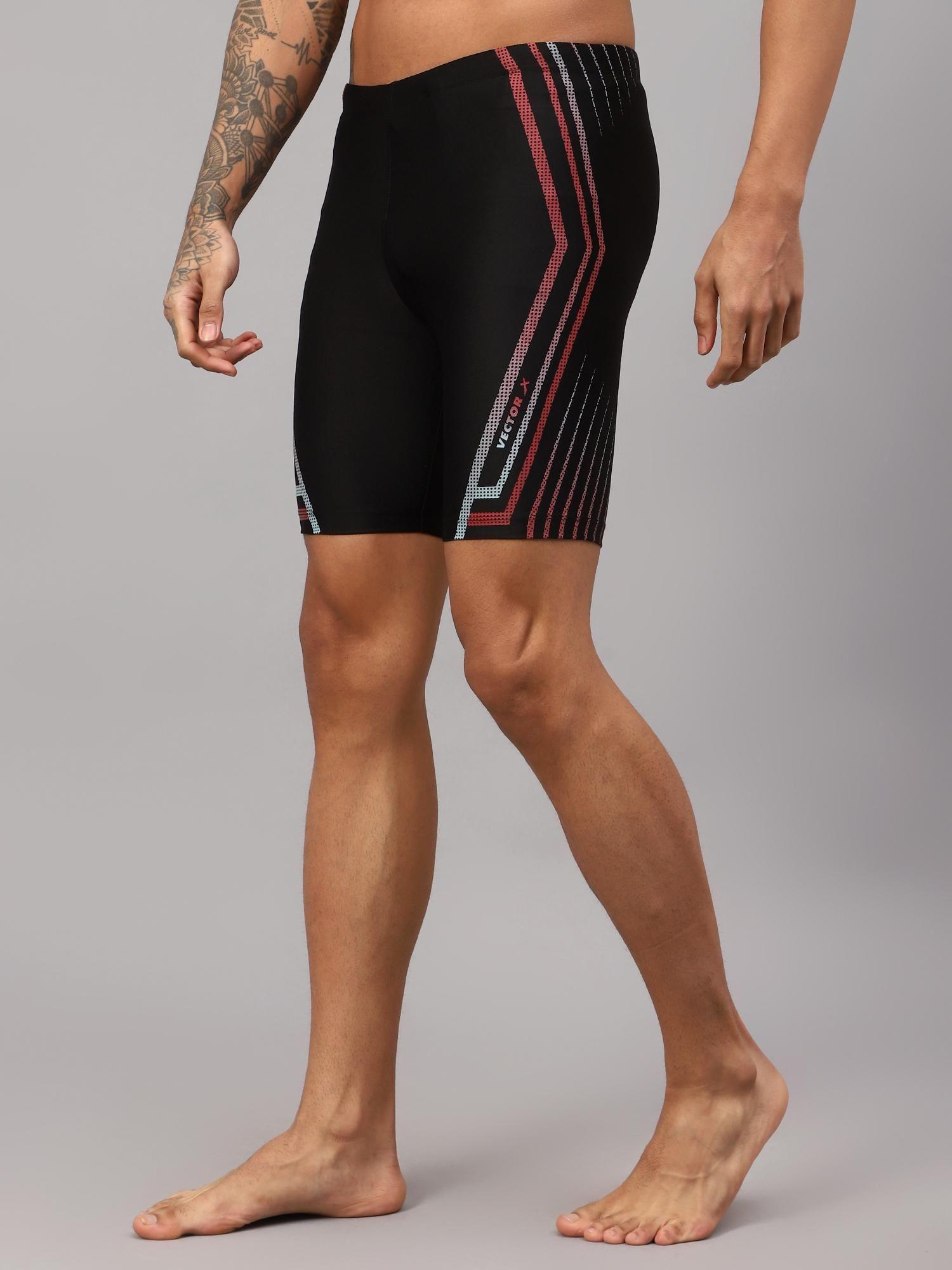 black omcs-340 mens printed compression lycra shorts