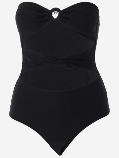 black one-piece swimsuit