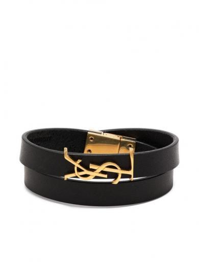 black opyum double wrap leather bracelet