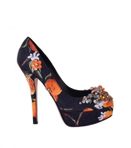 black orange embellished heels