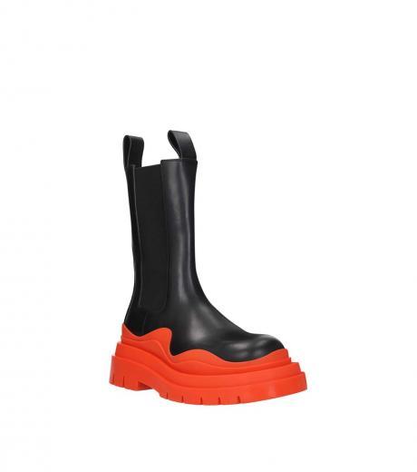black orange slip on boots
