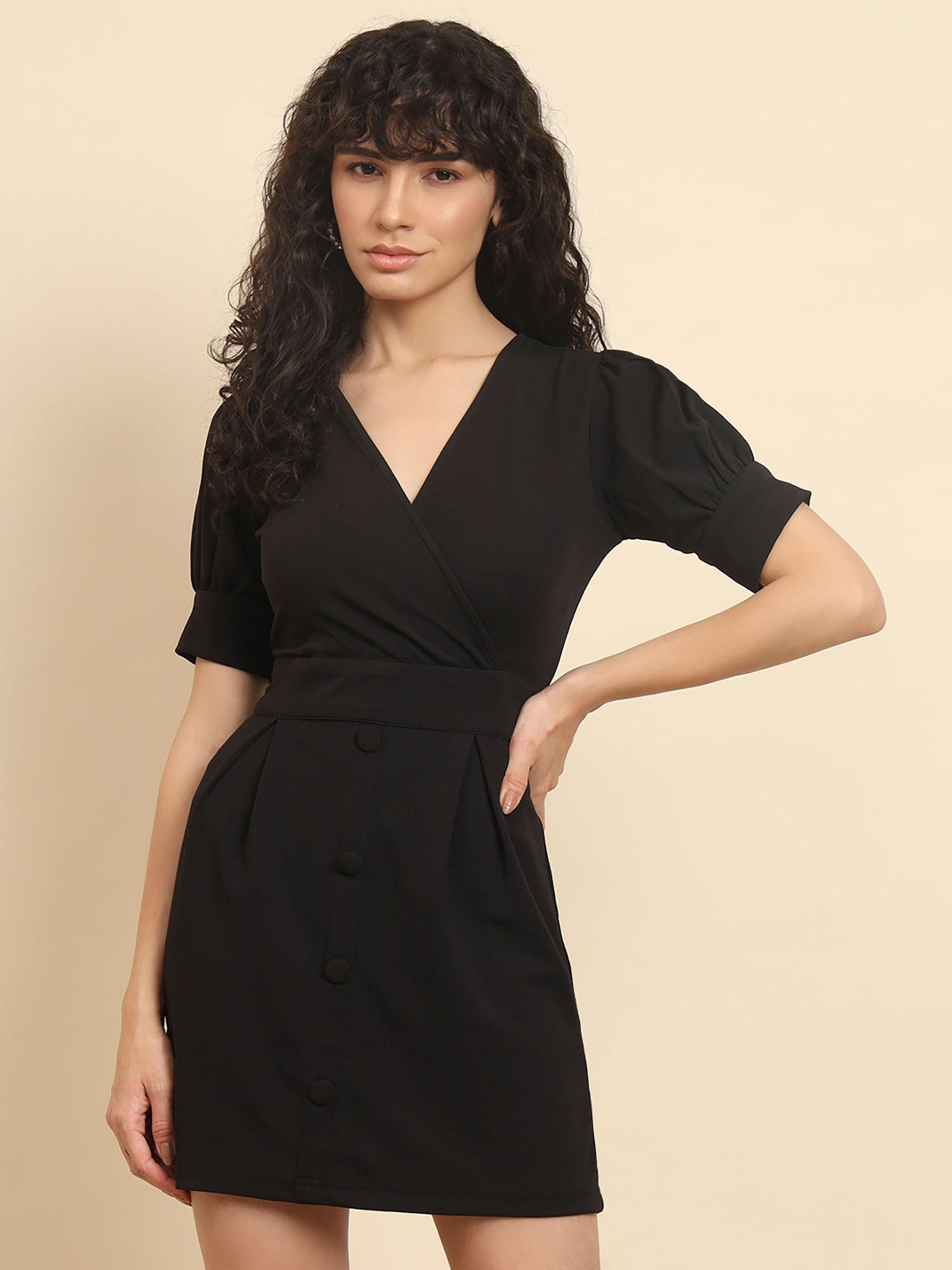 black overlap dress