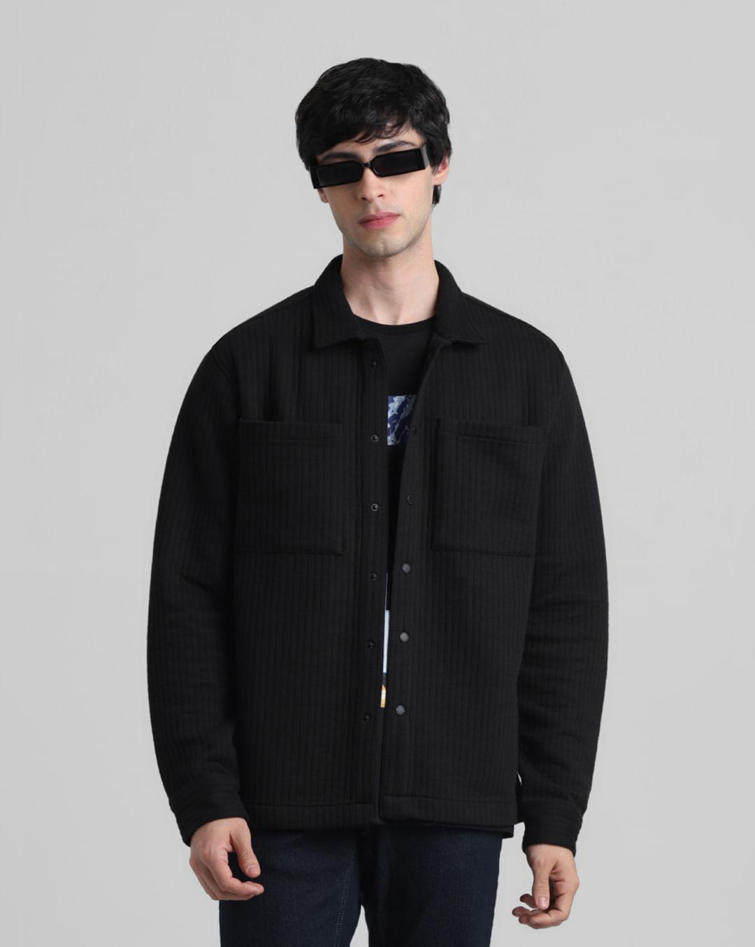 black oversized knitted shirt