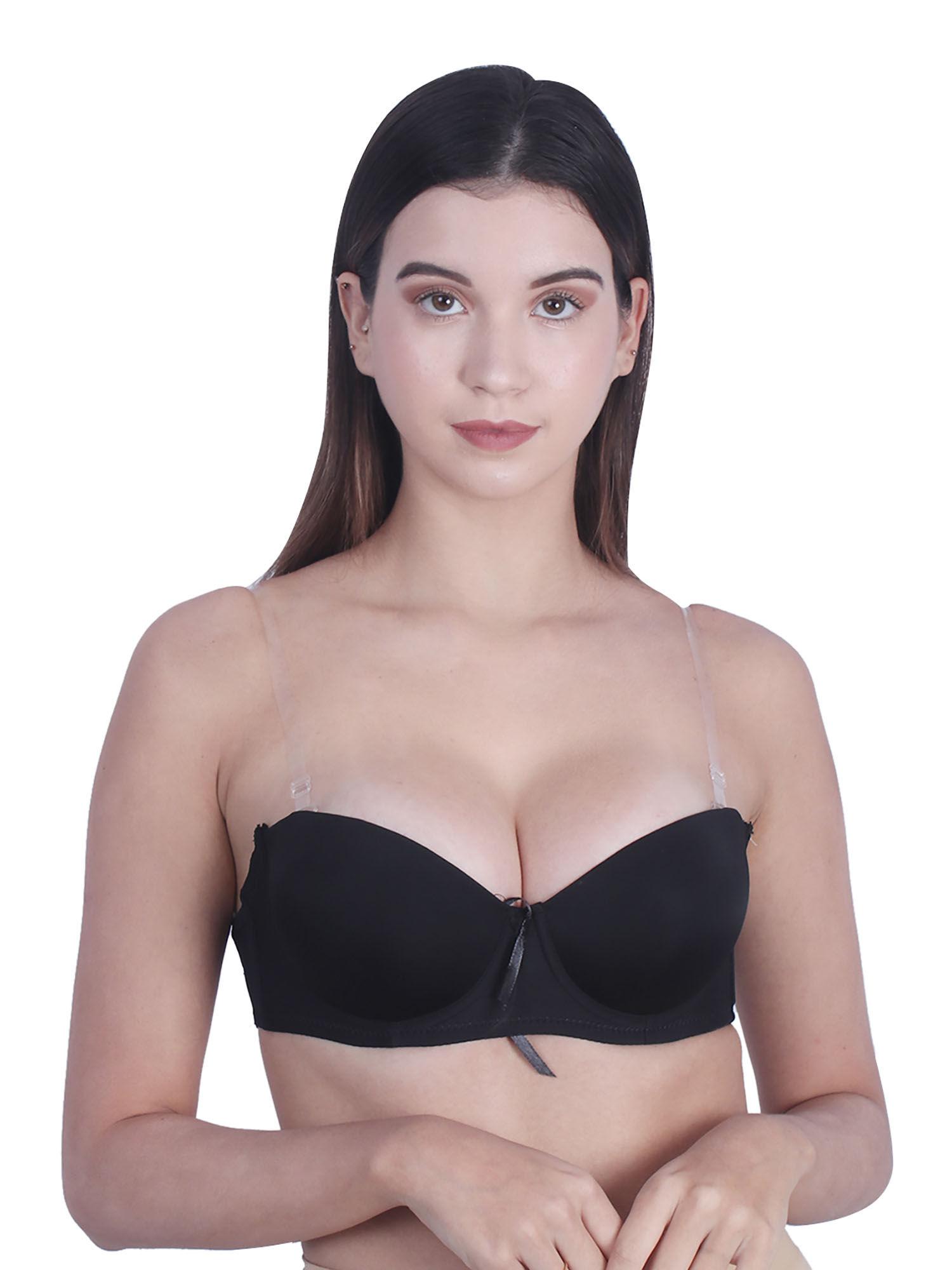 black padded everyday balconette backless bra