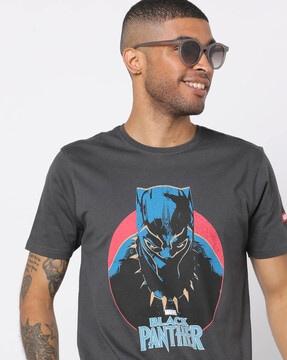 black panther print slim fit crew-neck t-shirt