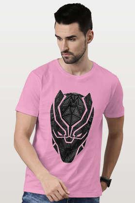 black panther stare round neck mens t-shirt - baby pink