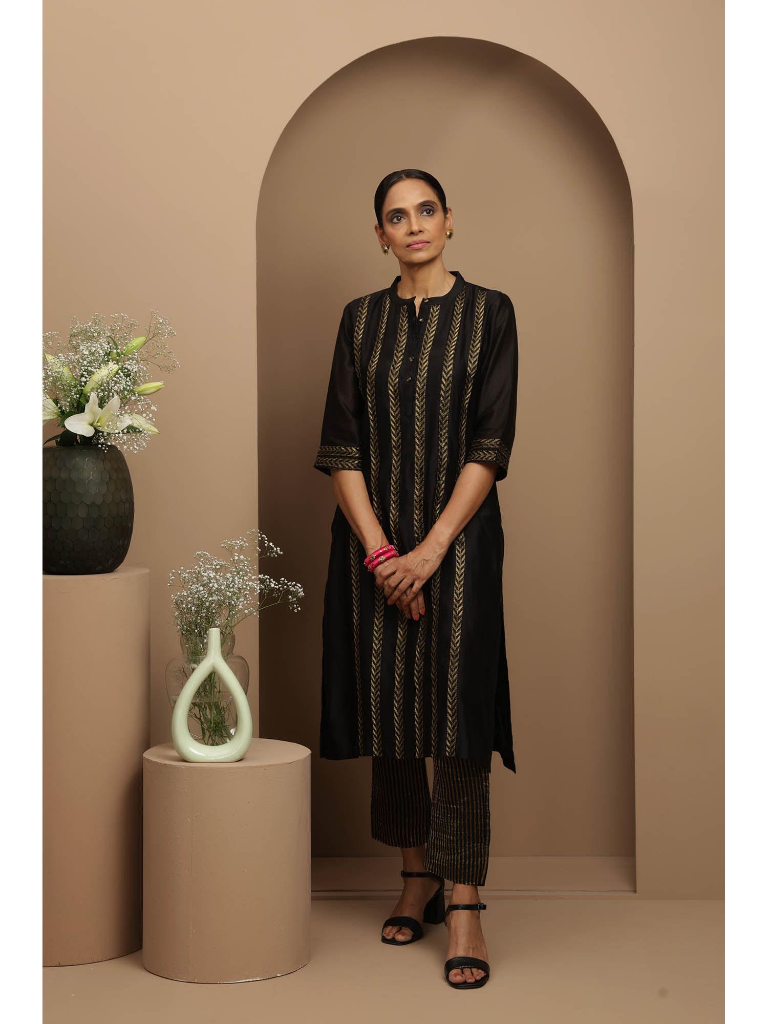 black patchwork kurta