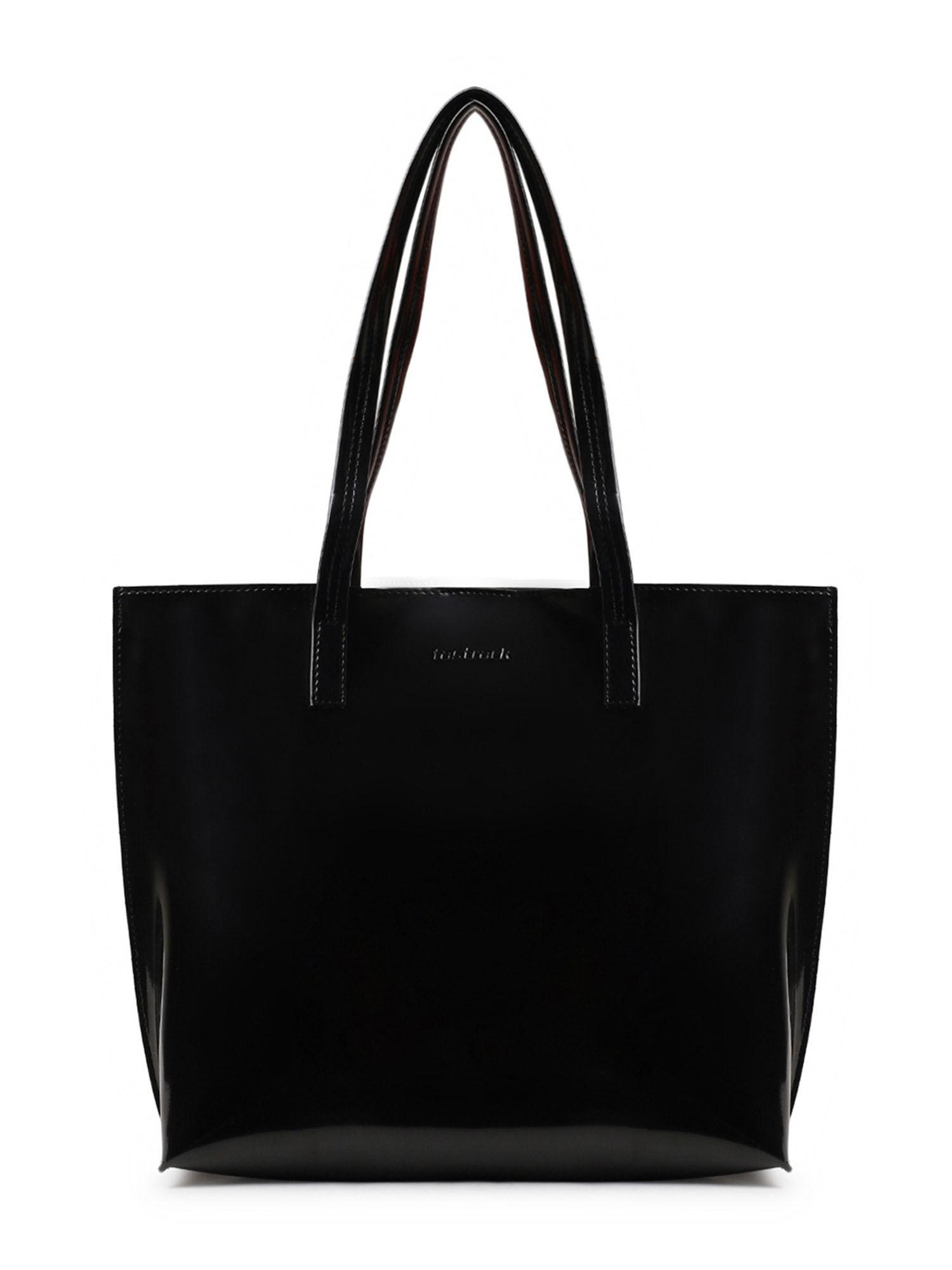 black patent party tote bag for women