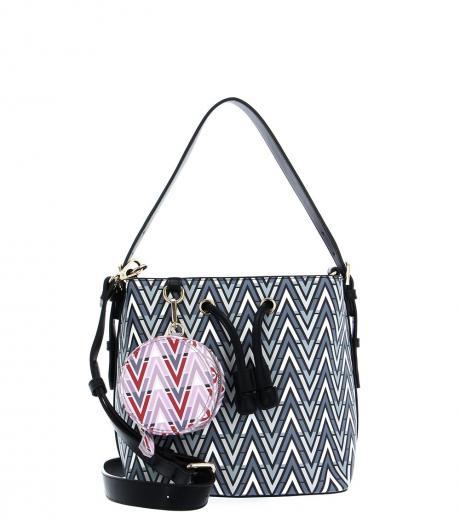 black pattern mini bucket bag