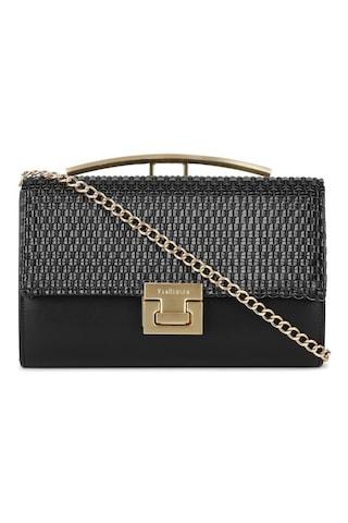 black patterned casual pv women clutch