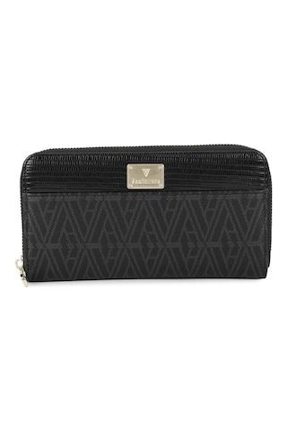 black patterned casual pv women wallet