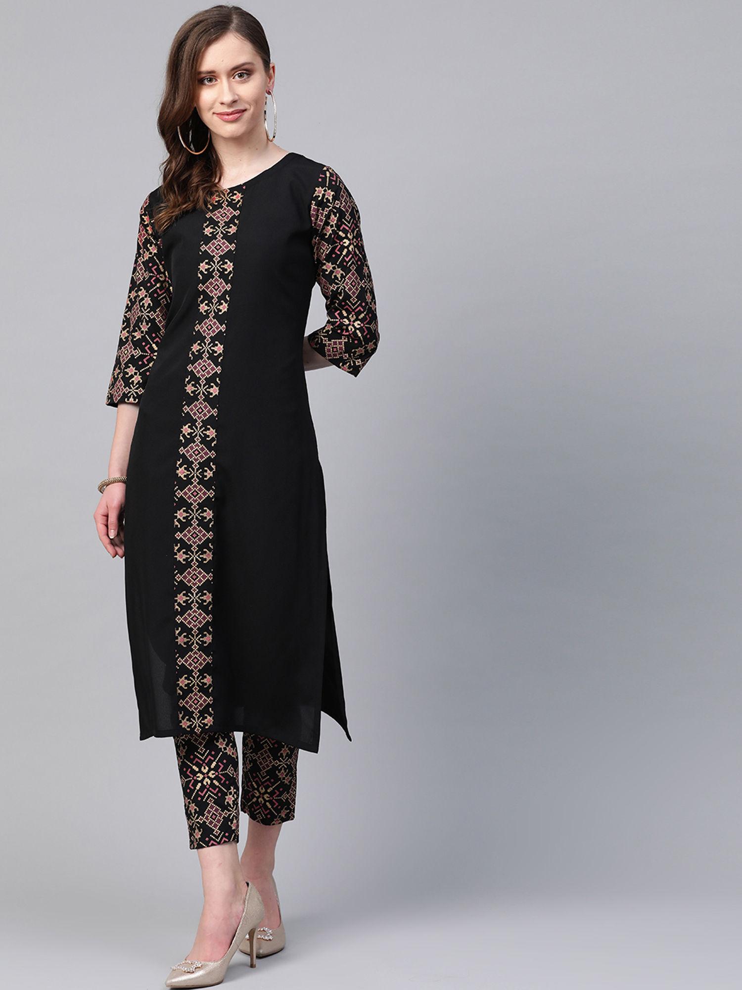 black patterned kurta