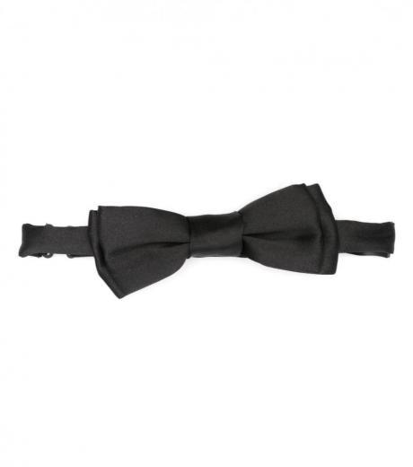 black plain silk bow tie