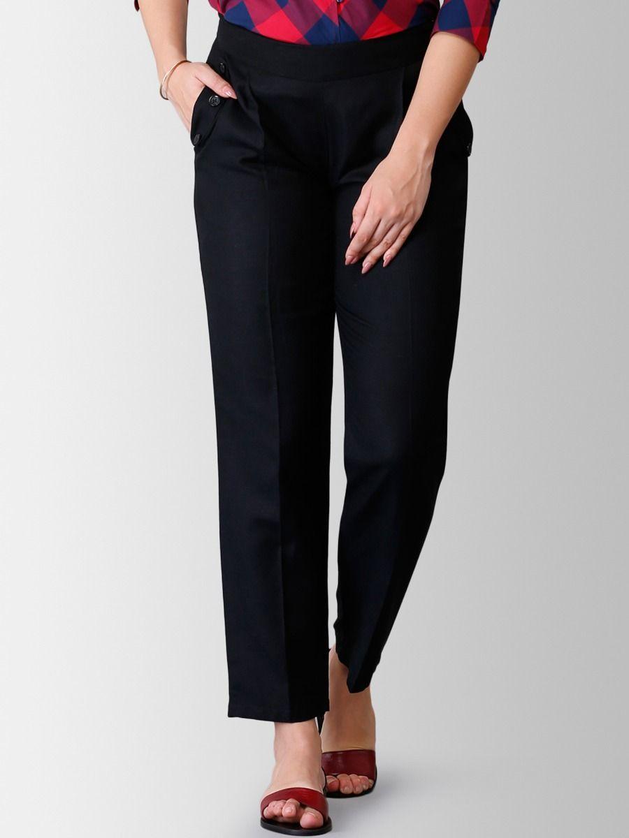 black pleated cropped pants