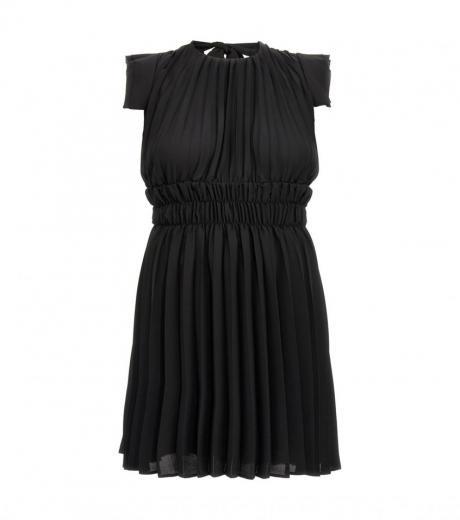 black pleated georgette dress