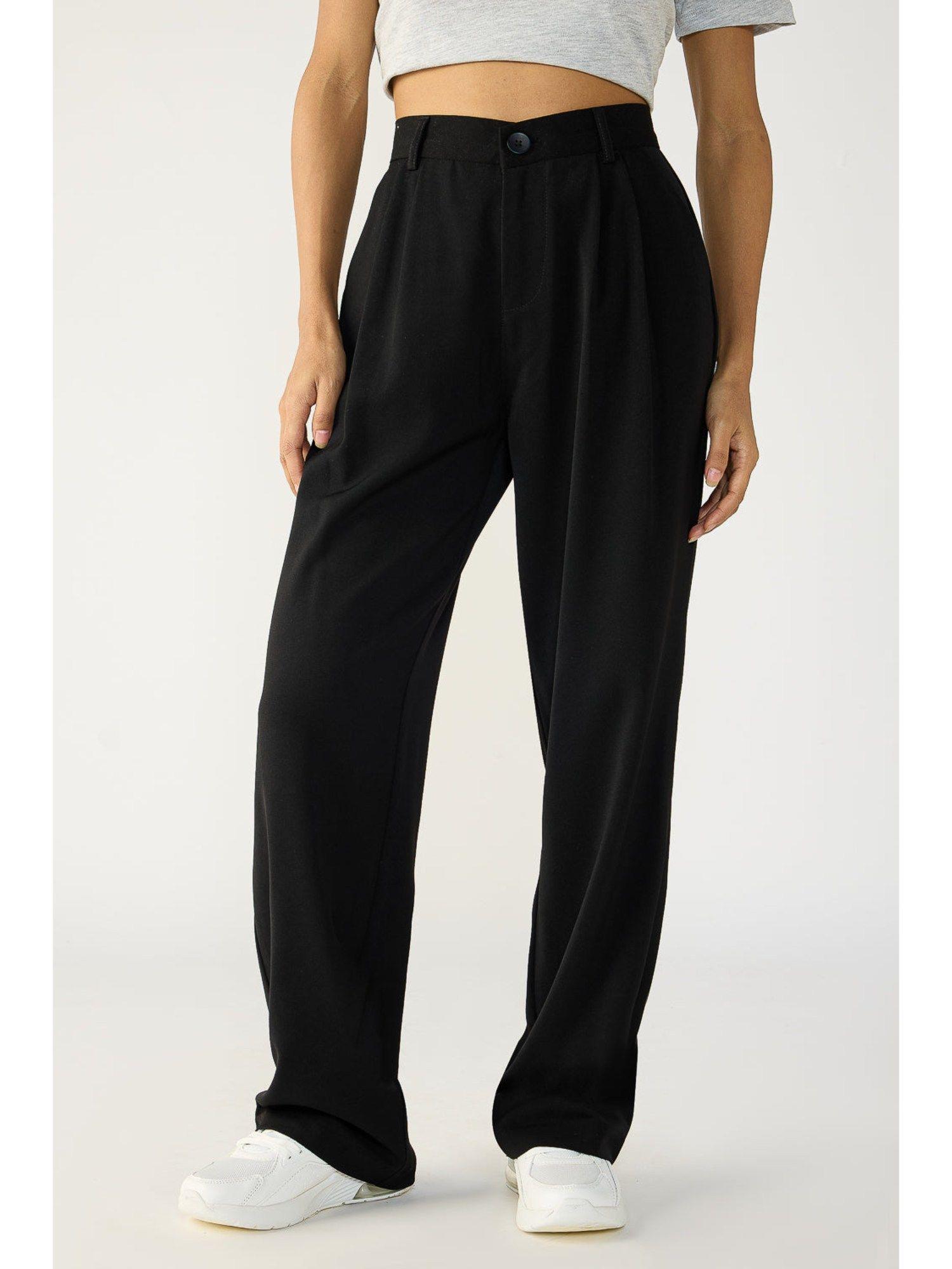 black pleated korean trouser