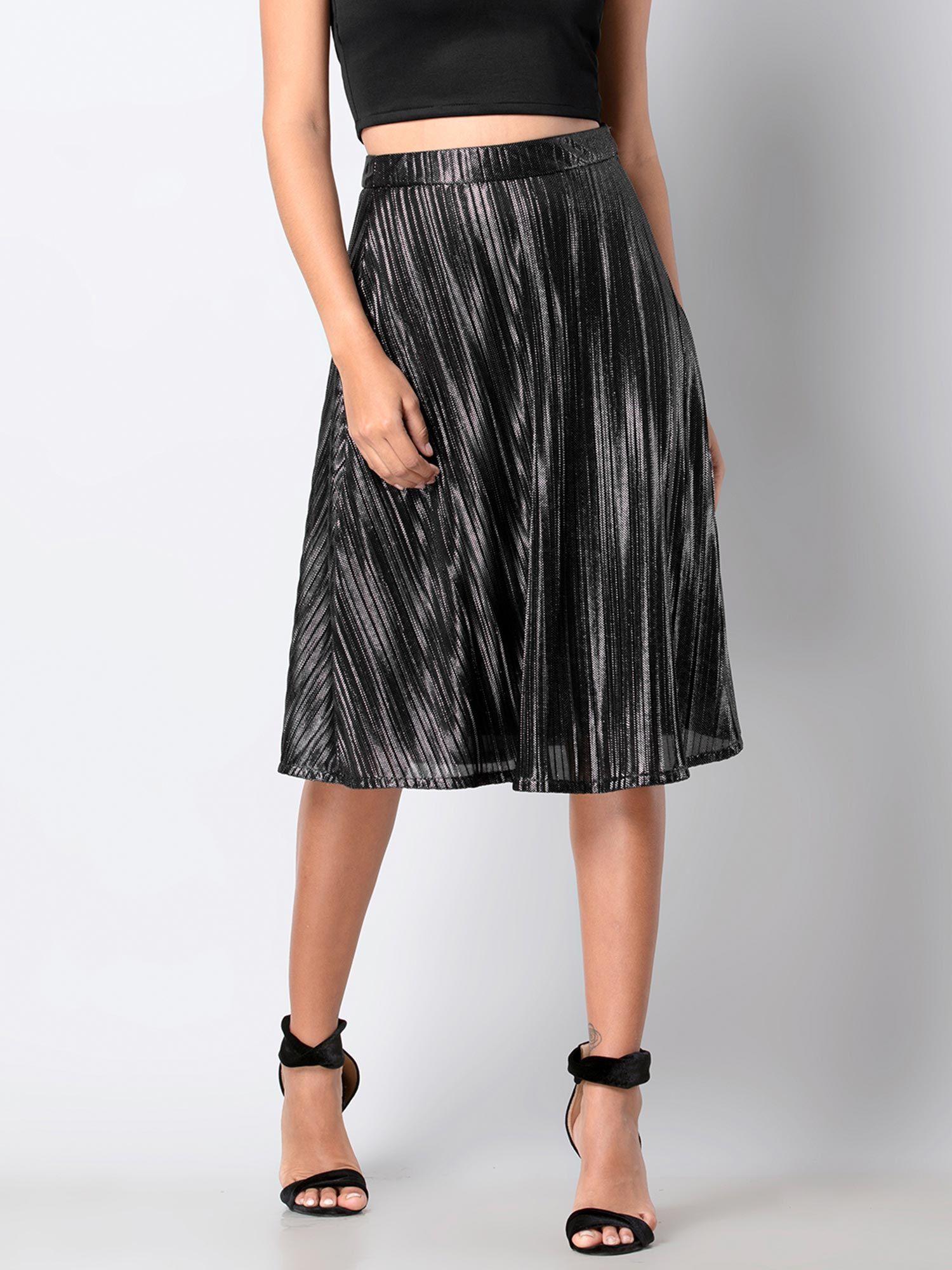 black pleated midi skirt