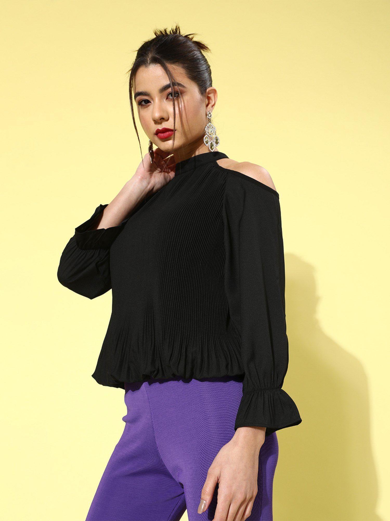 black pleated top