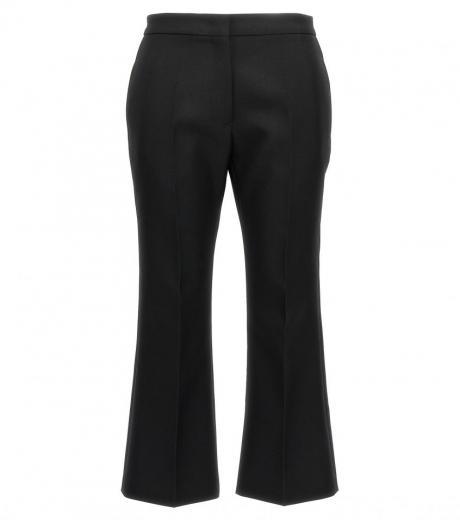 black pleated wool trousers