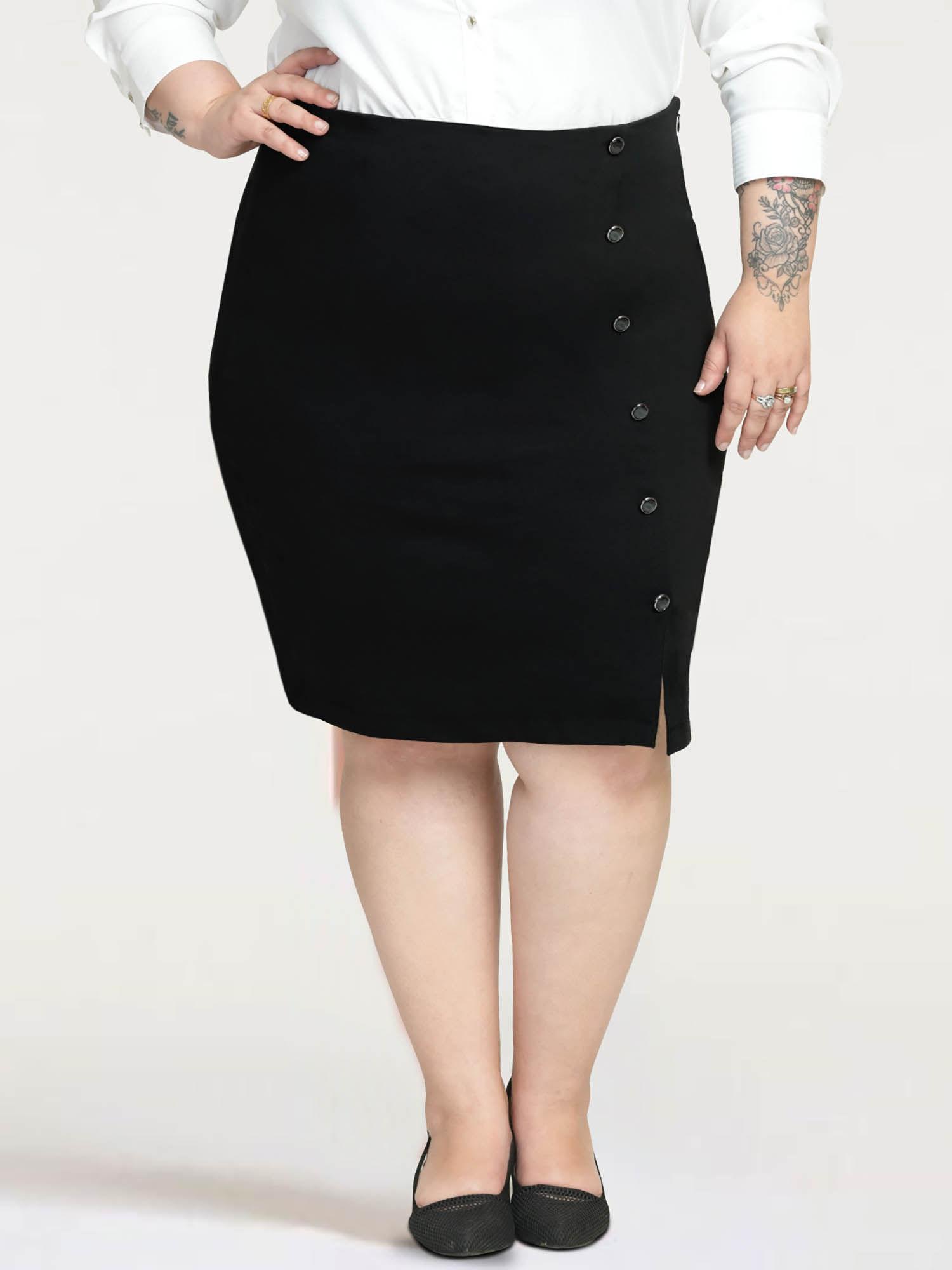 black plus size extra stretch curve skirt