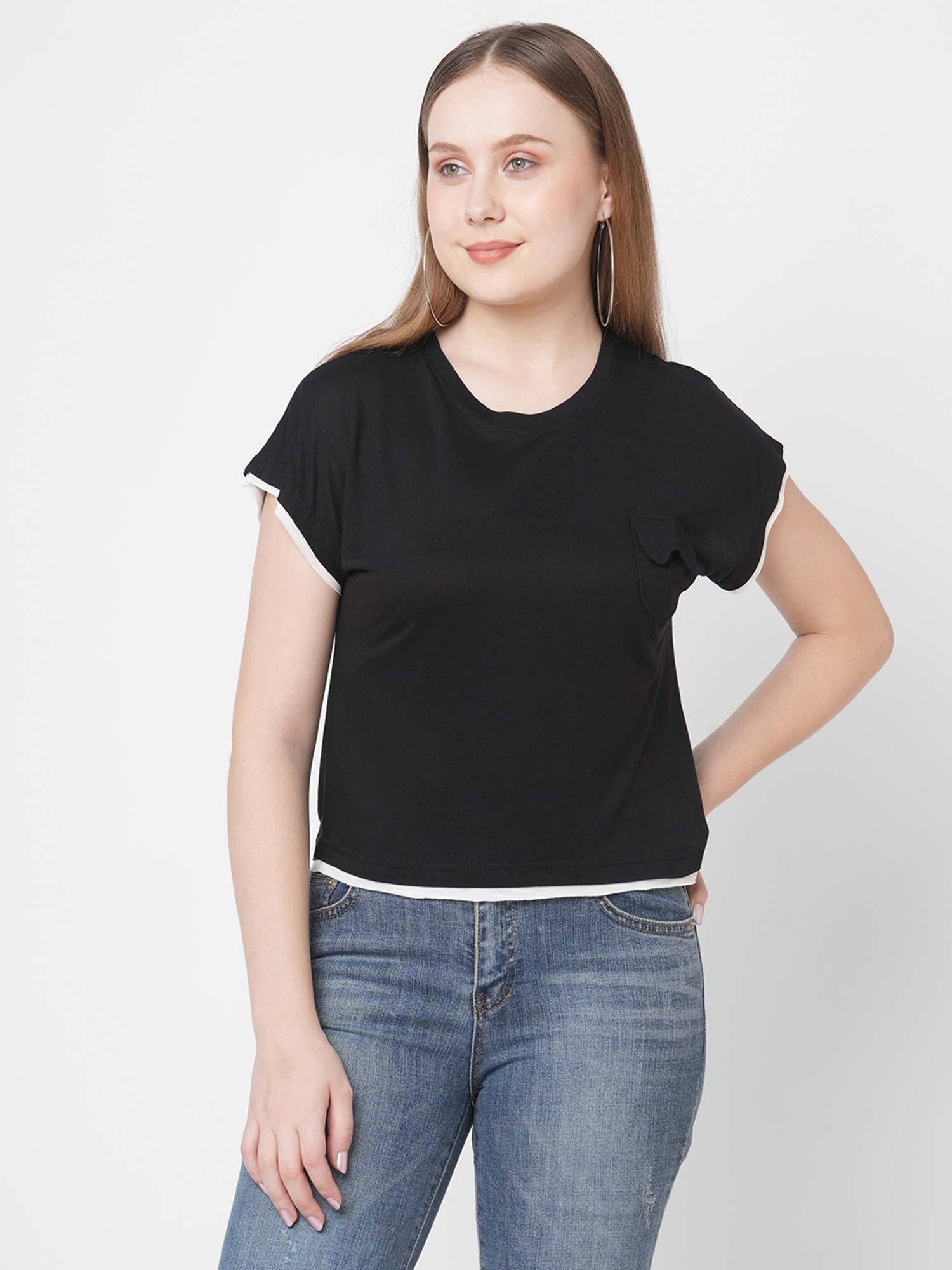 black pocket detail crop top