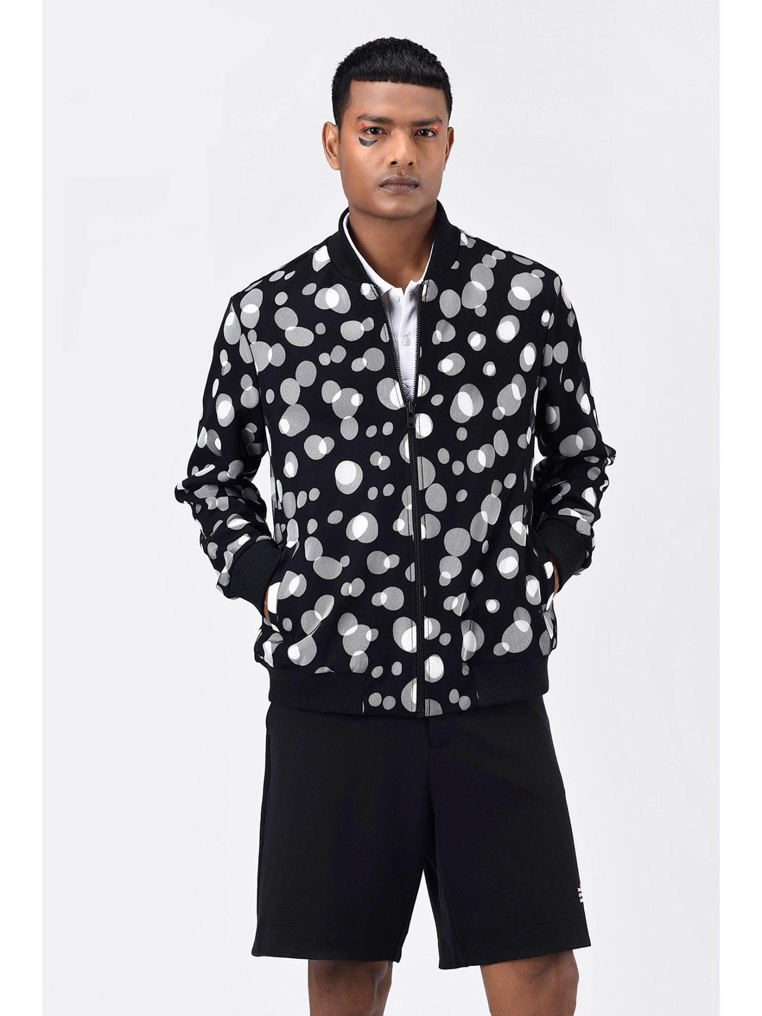 black polka dot tulle mens bomber jacket