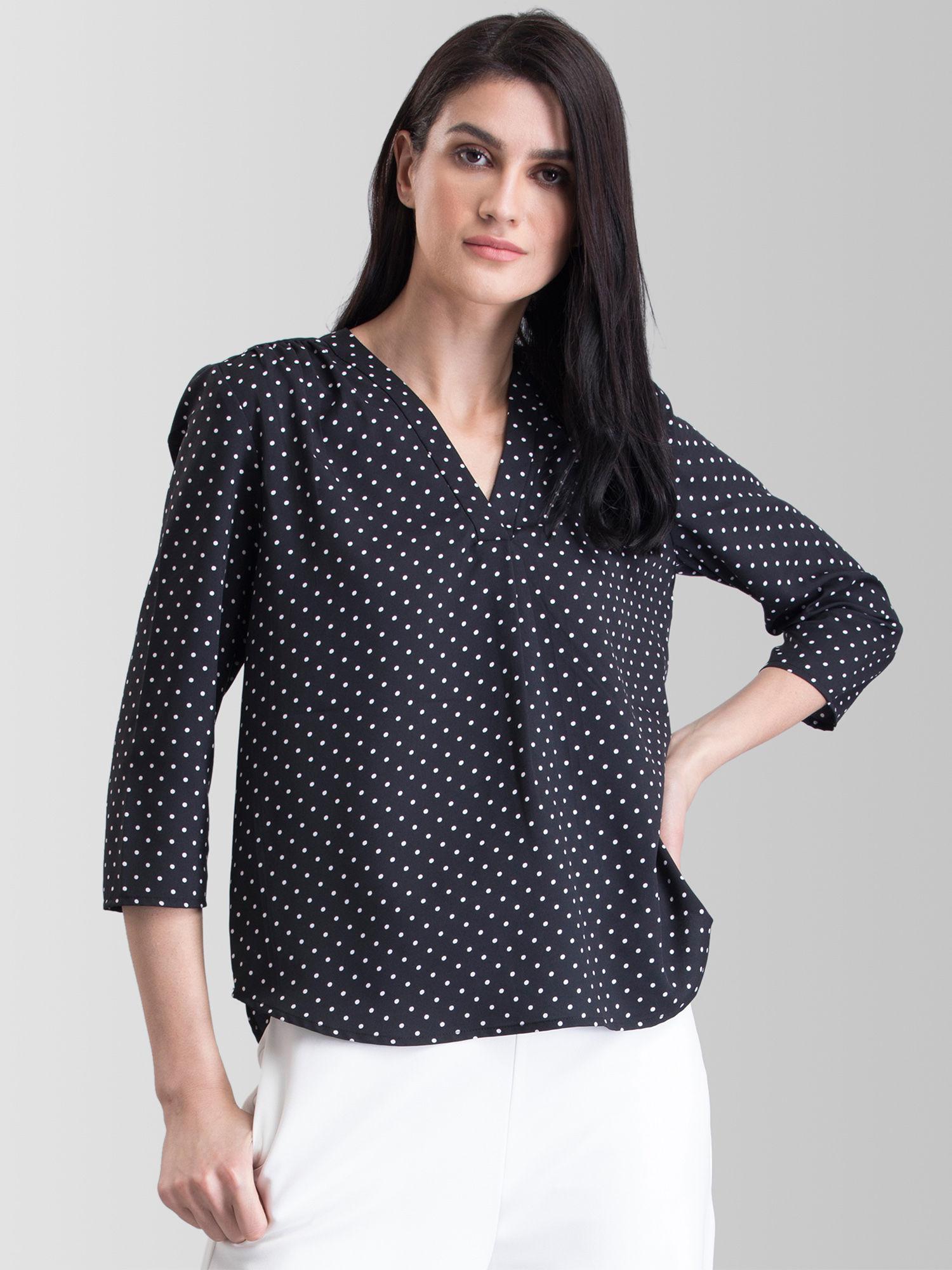 black polka dots top