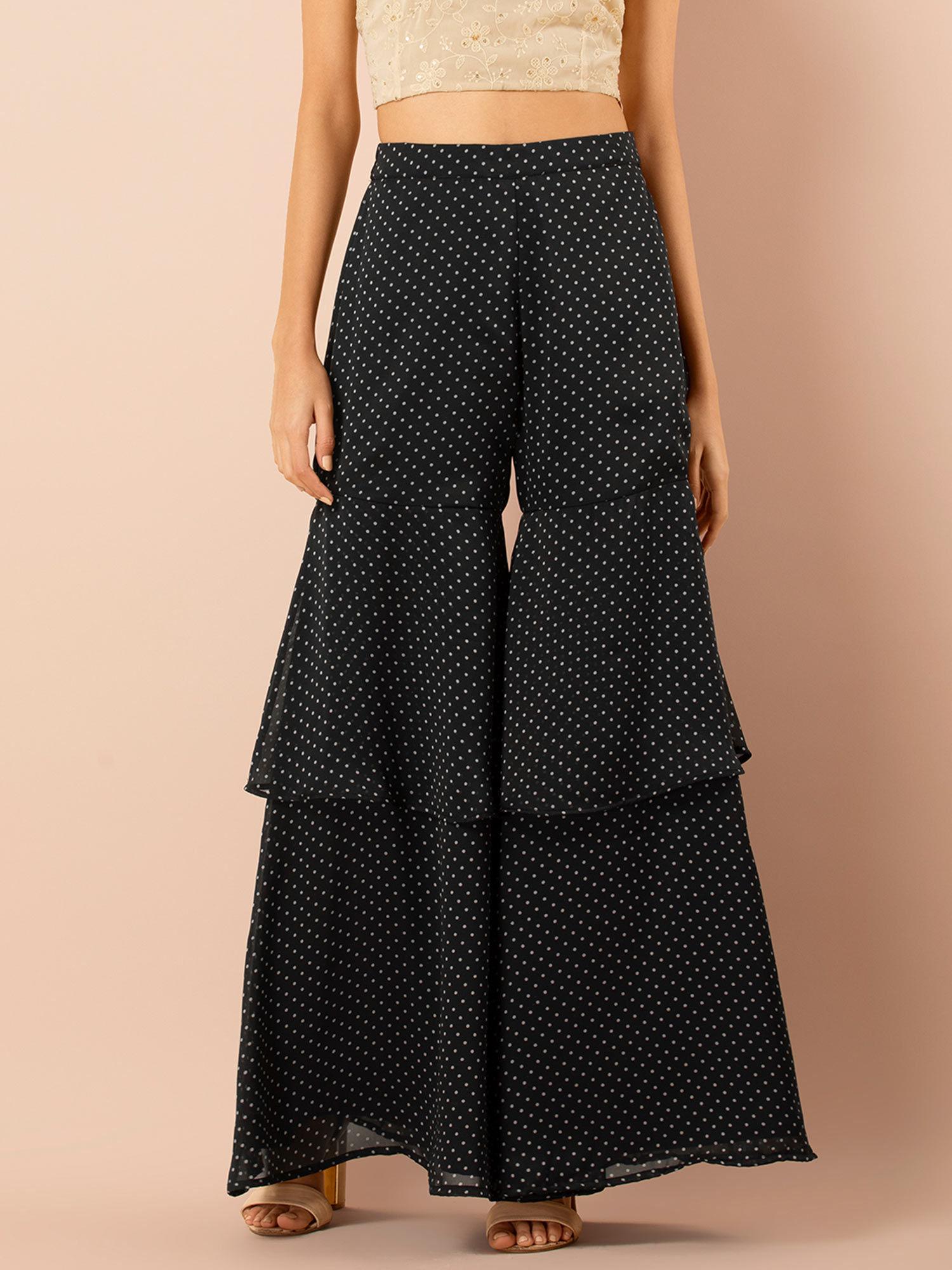 black polka double layered sharara