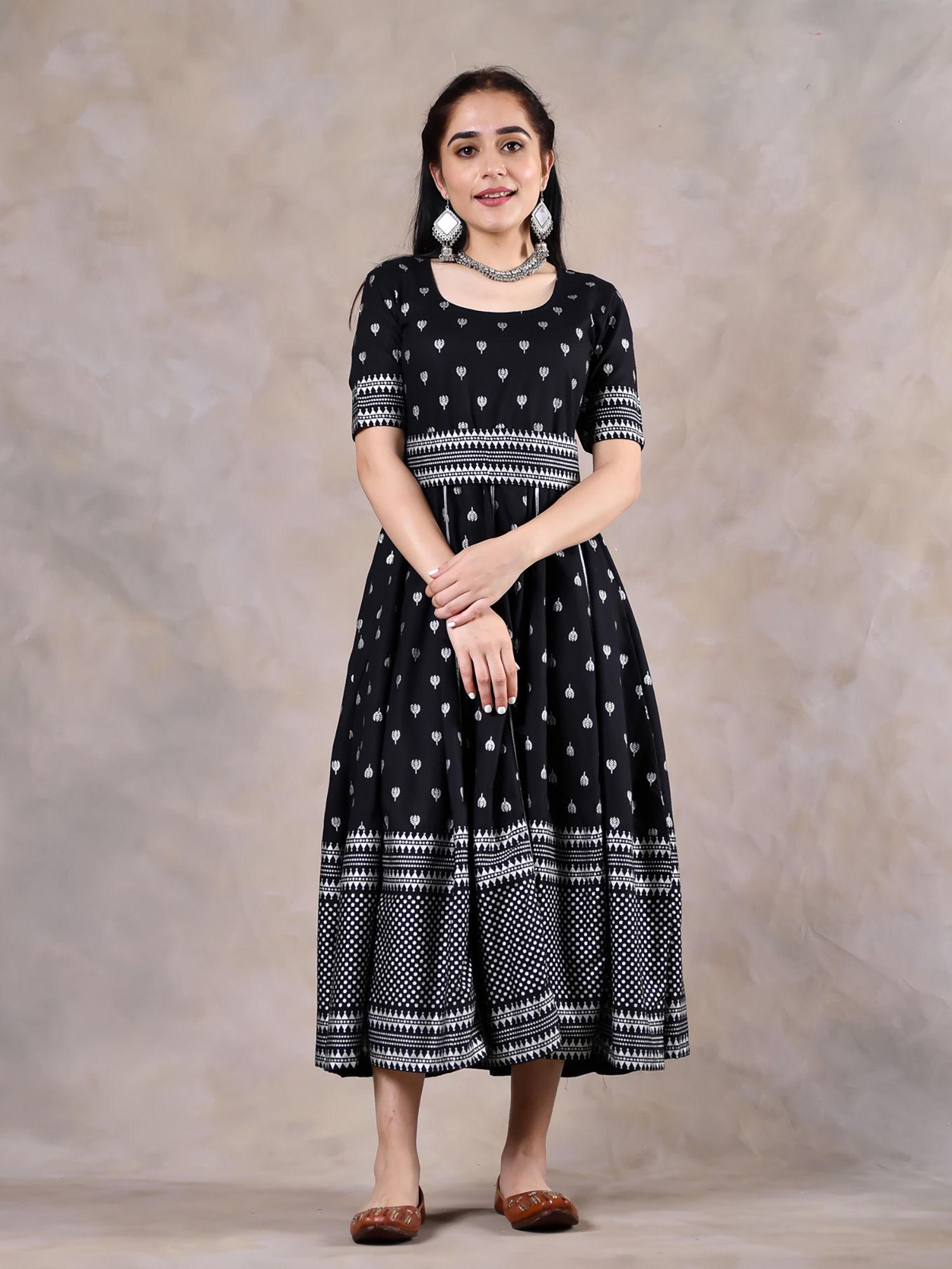 black polka dress with gota work