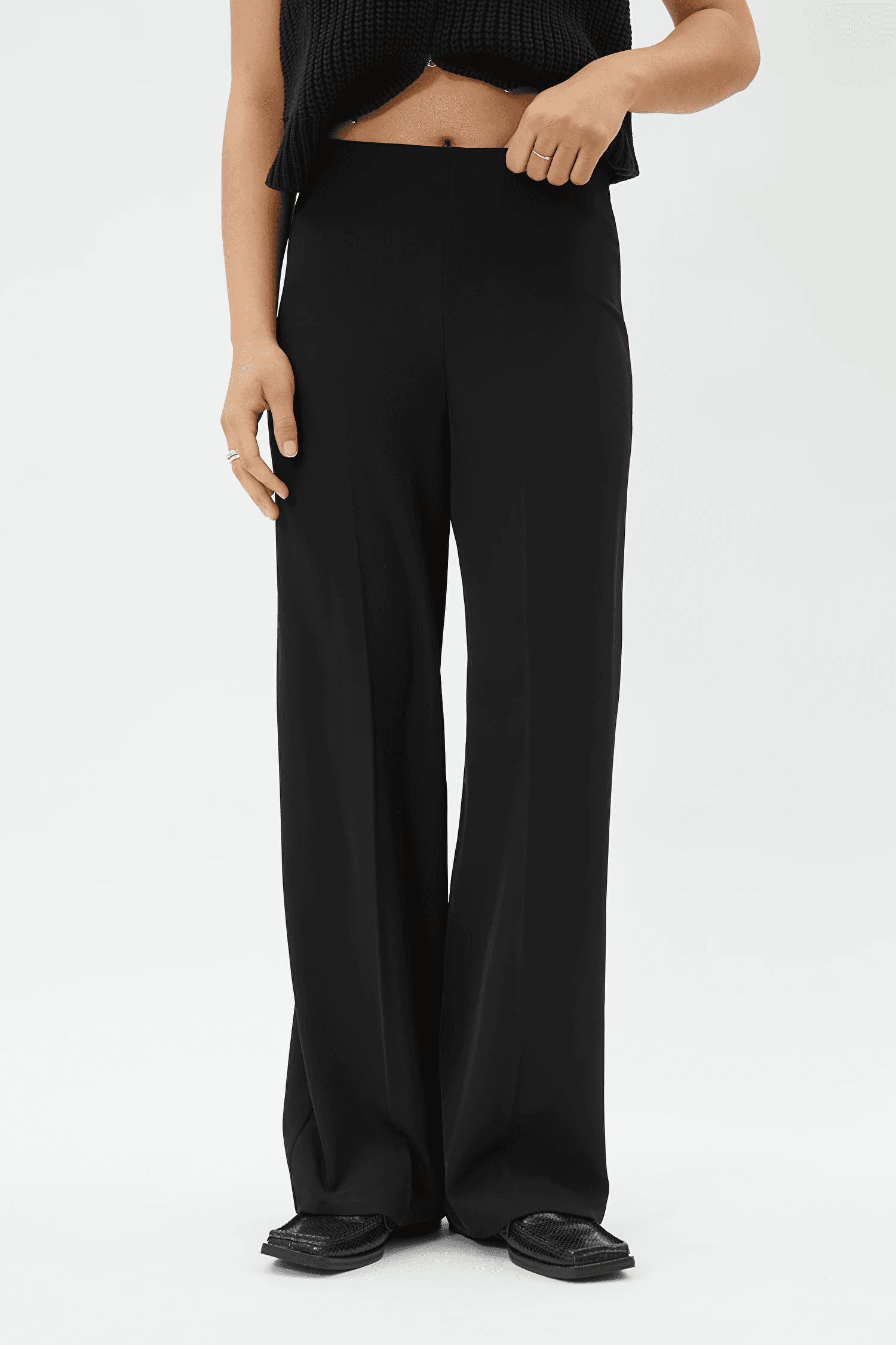 black poly comfy trouser