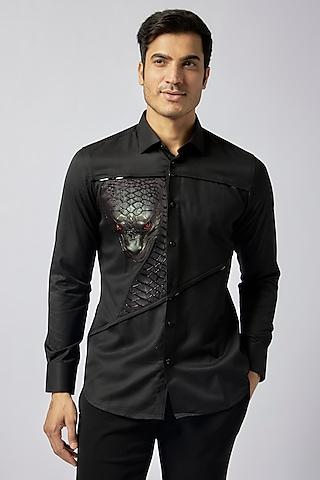 black poly viscose printed shirt