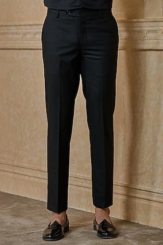black polyester blend trousers