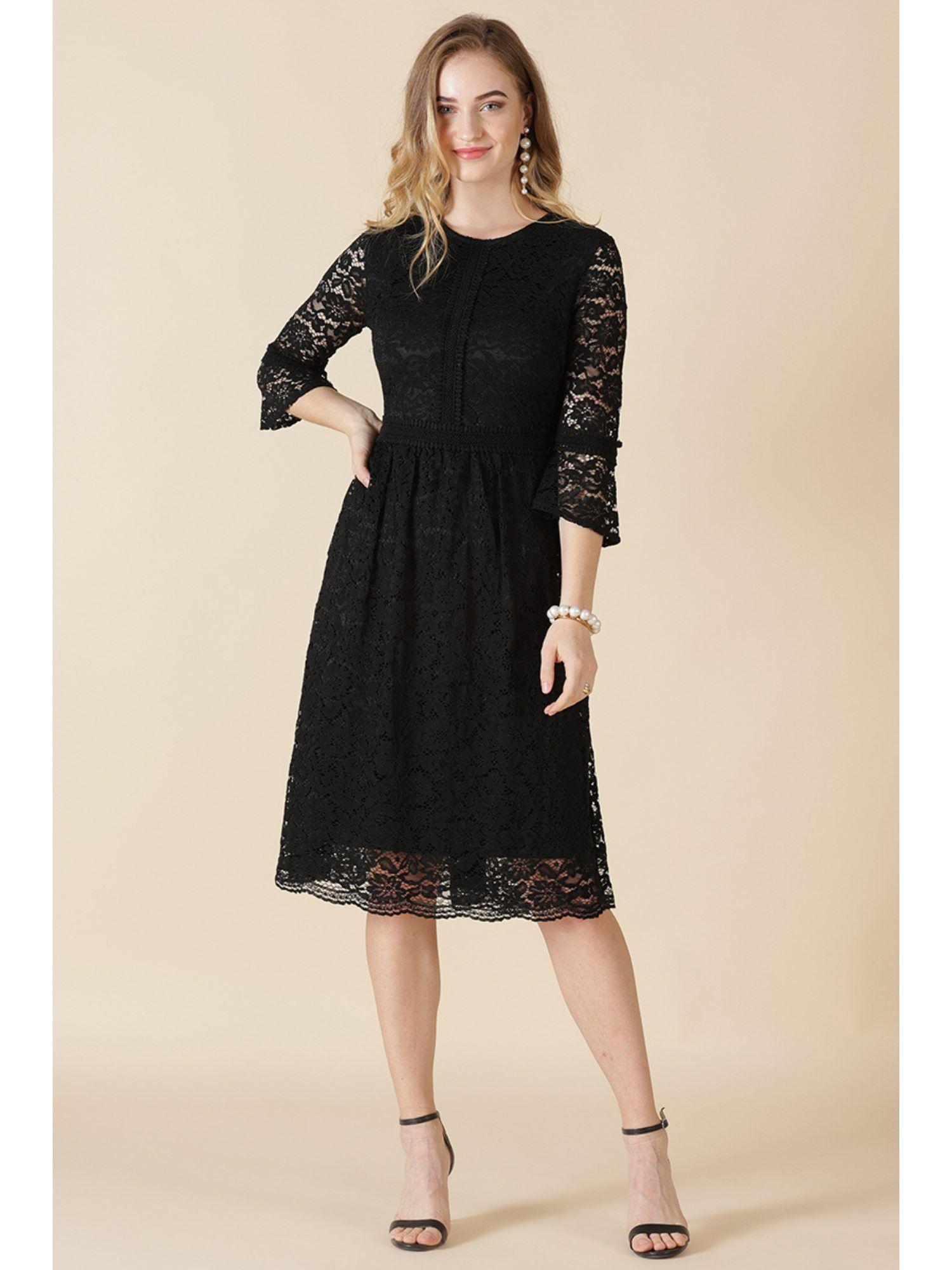 black polyester dress