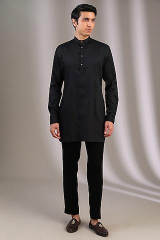 black polyester kurta set