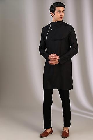 black polyester kurta set