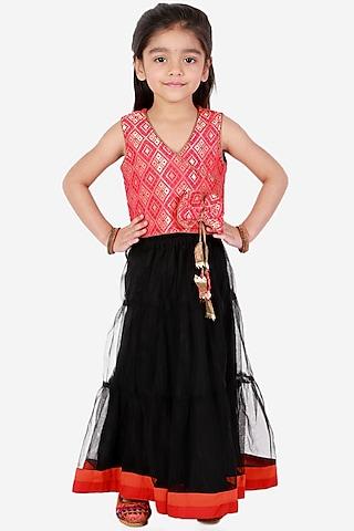 black polyester lehenga set for girls