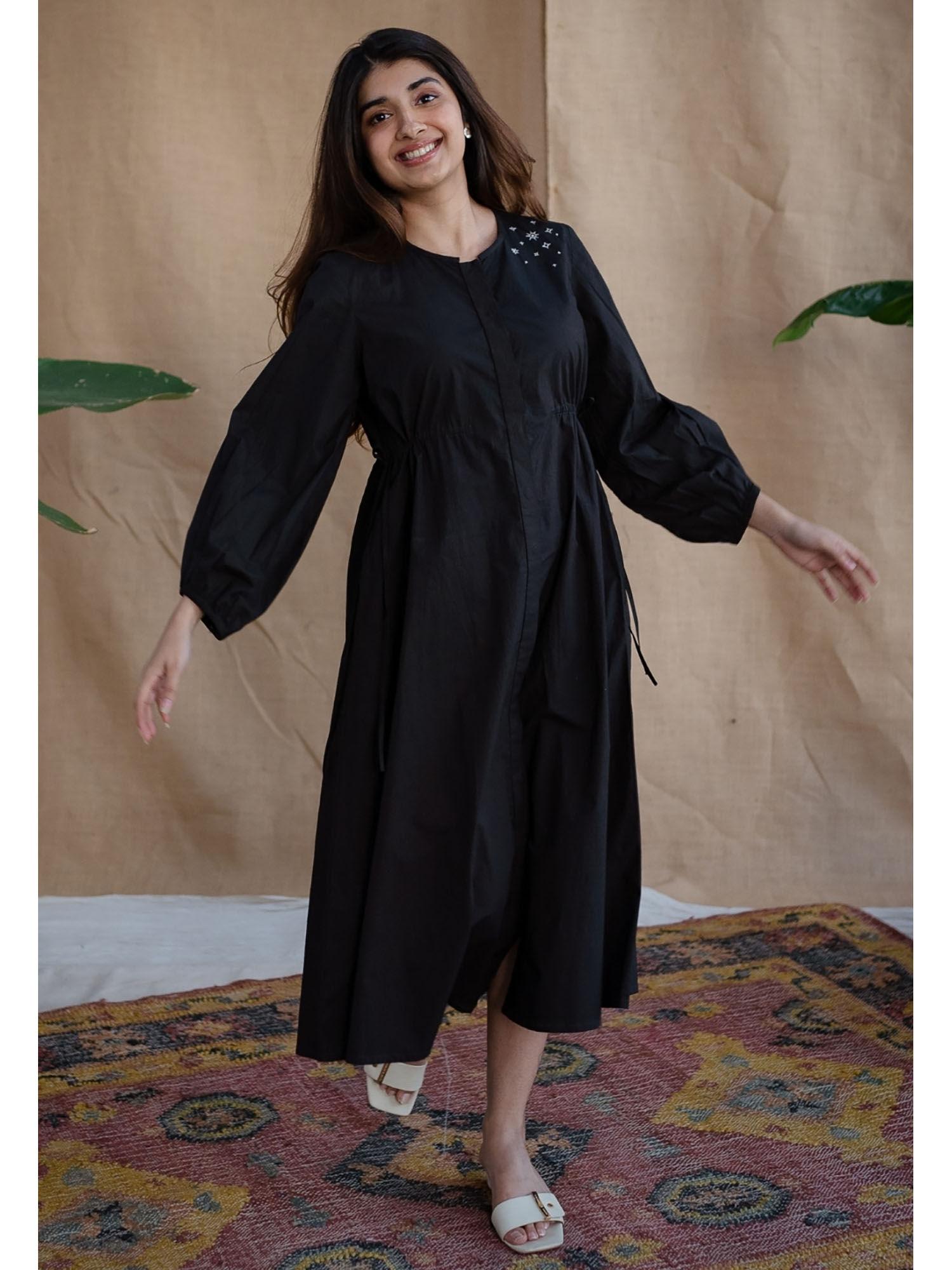 black poplin cotton solid dress