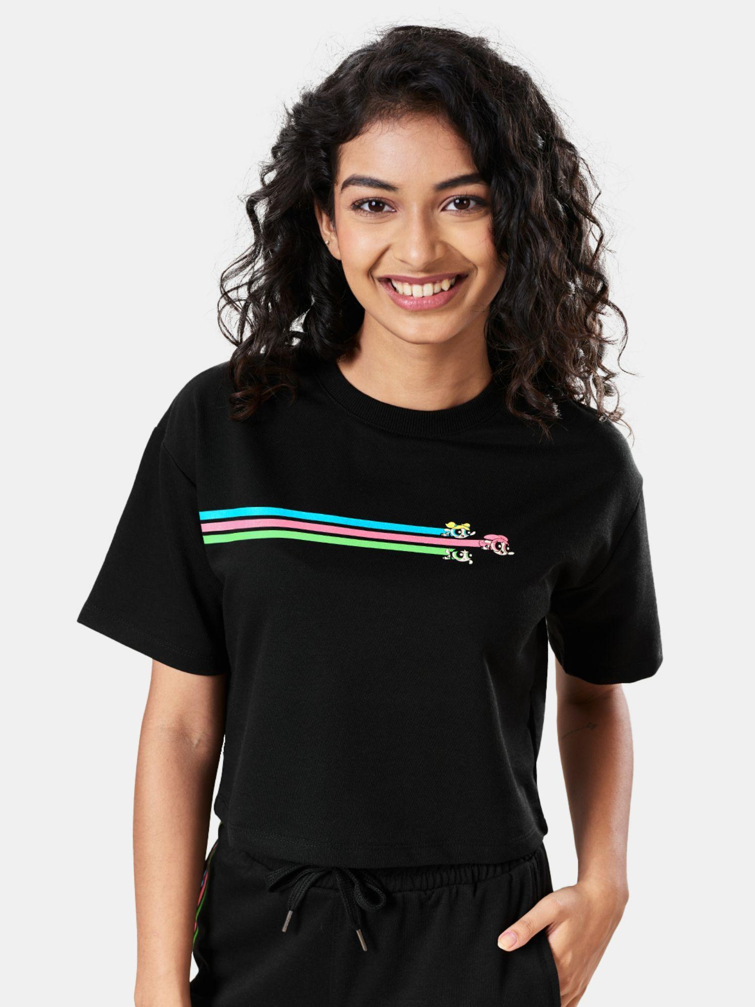 black powerpuff girls saving the day women oversized crop tops