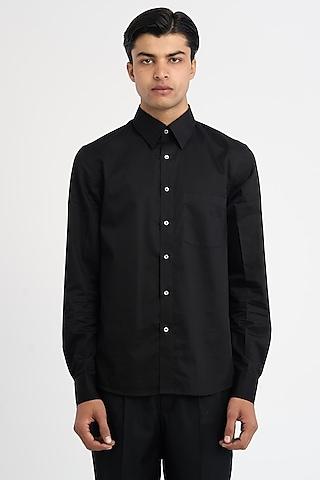 black premium giza cotton satin shirt
