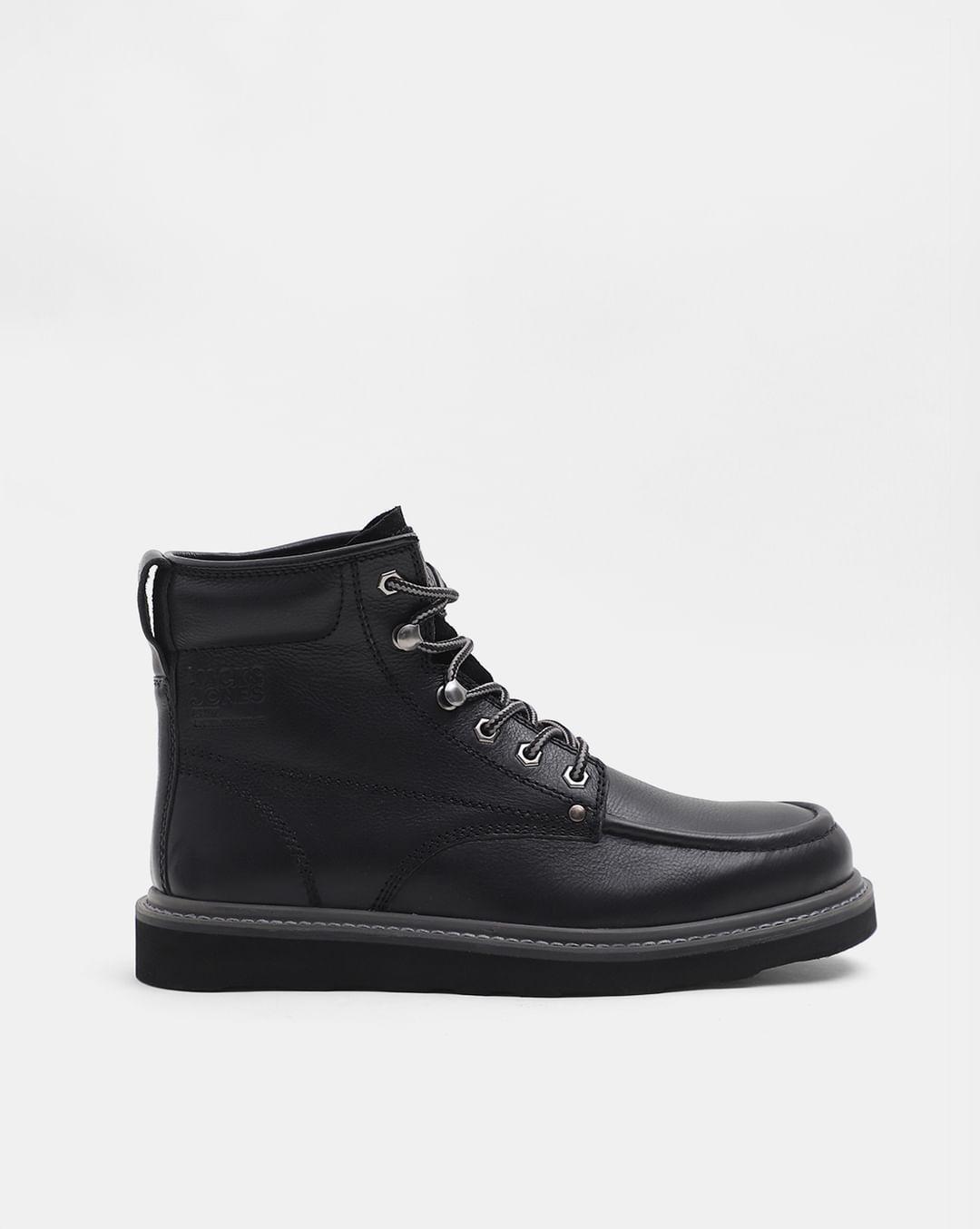 black premium leather boots