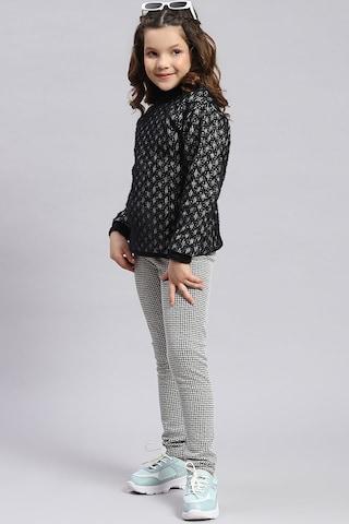 black print casual full sleeves round neck girls regular fit sweater