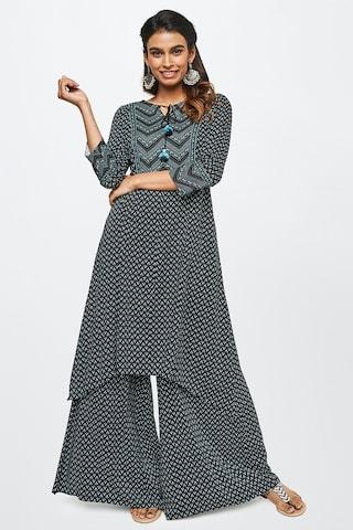 black print casual women regular fit palazzo